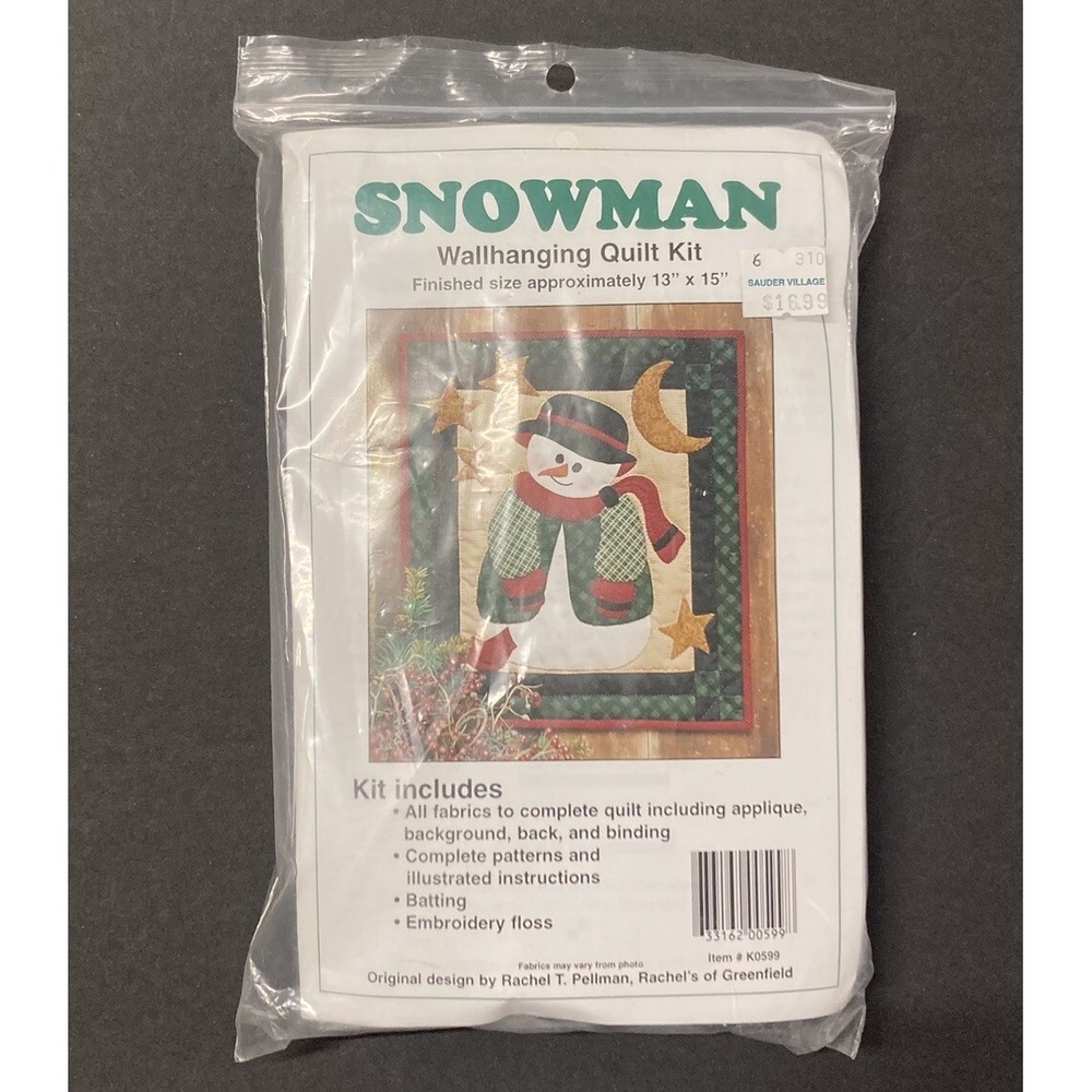 Snowman Wallhanging Quilt Kit 13" x 15" Rachel T. Pellman Of Greenfield New